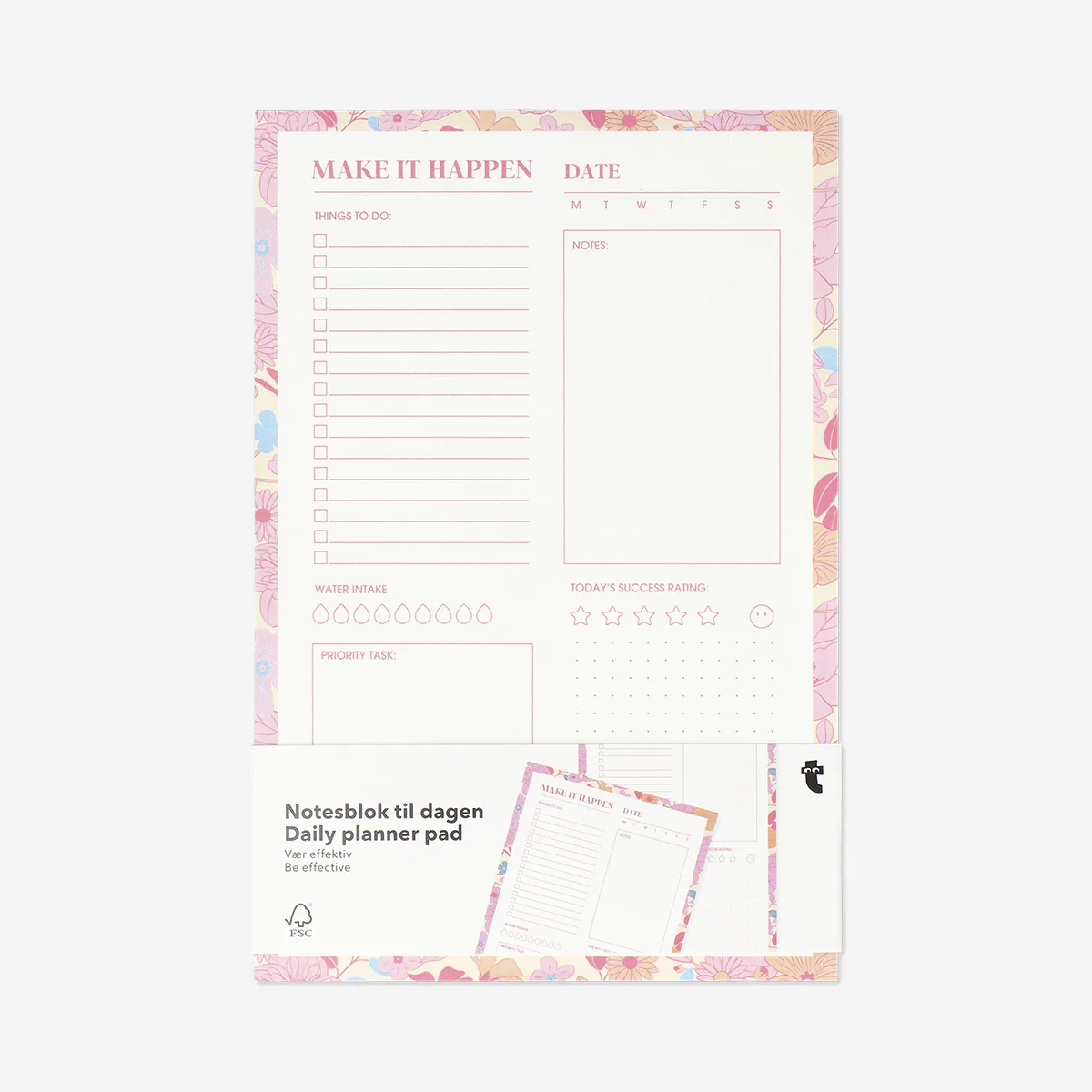 A5 pink daily planner pad