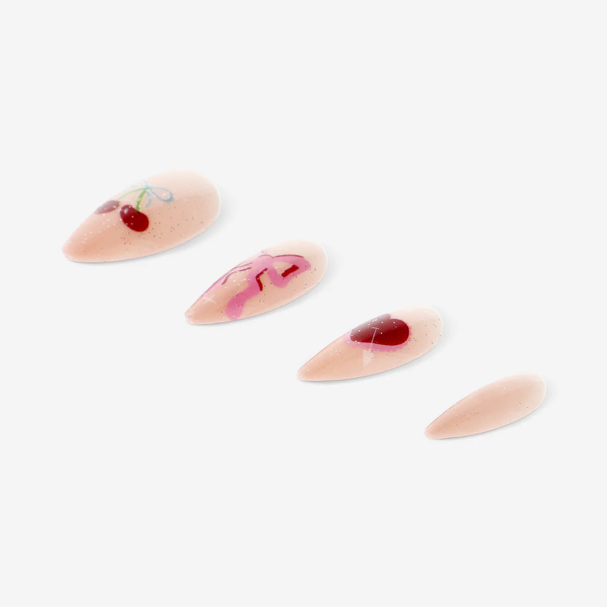Artificial nails set - Hearts and bows - Image 3