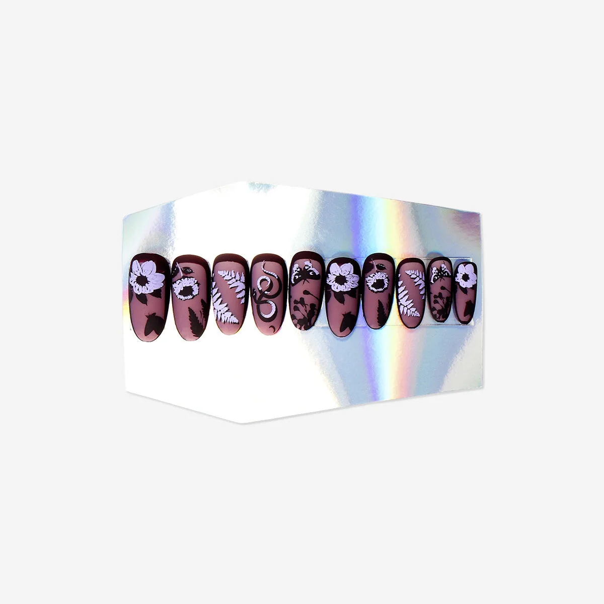 Artificial nails set - Purple coffin design - Image 2