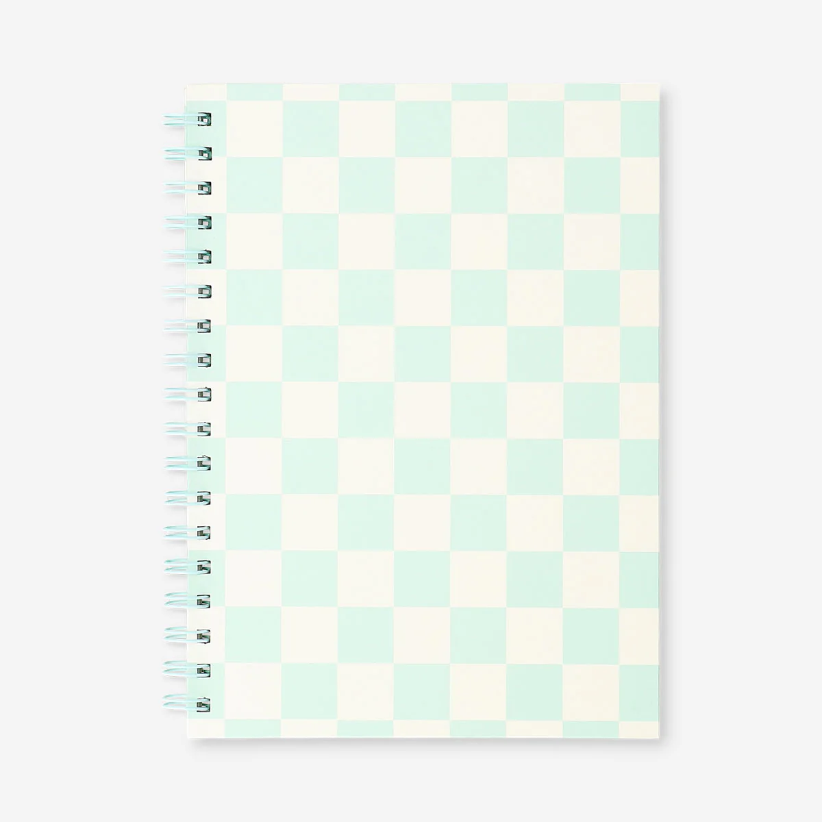 B5 lined notebook with green chequered cover