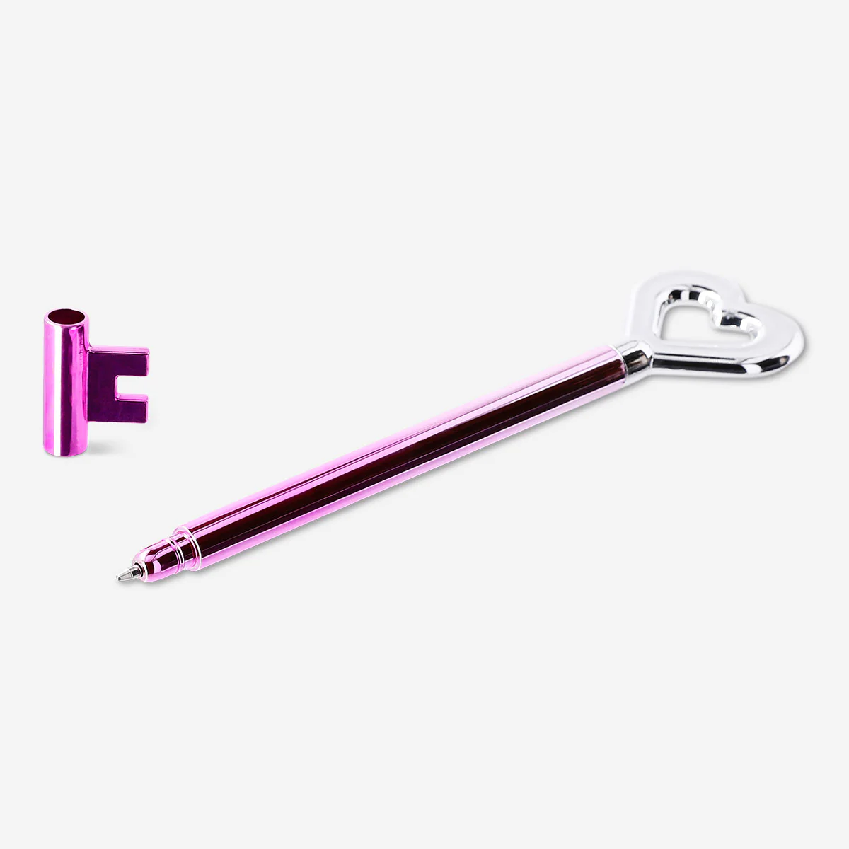 Ballpoint pen - Pink and silver key - Image 2