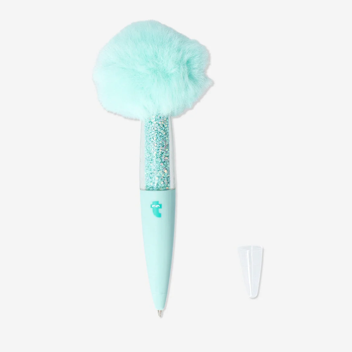 Turquoise ballpoint pen with plush top - Image 2
