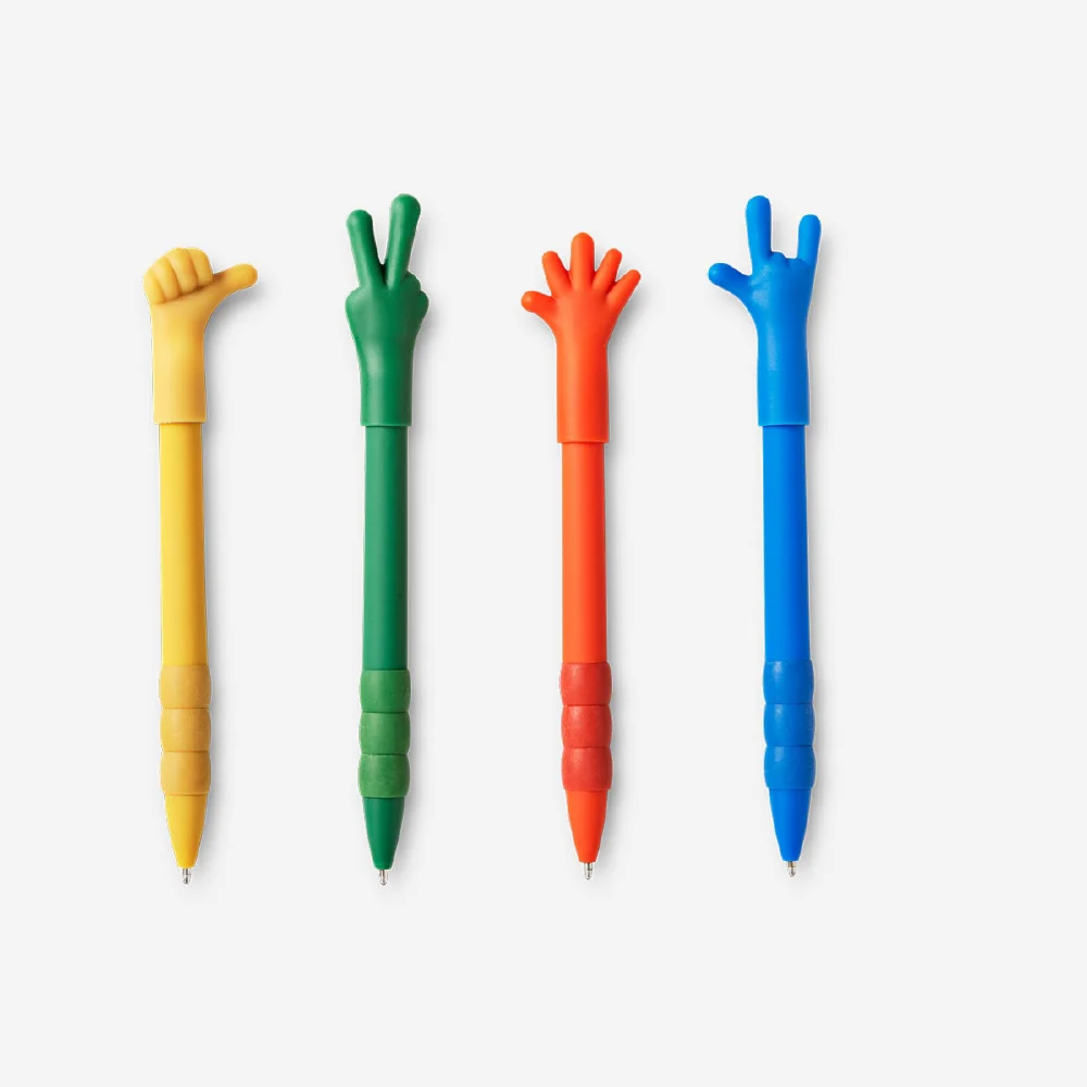 Ballpoint pens with hand signs - 4 pcs