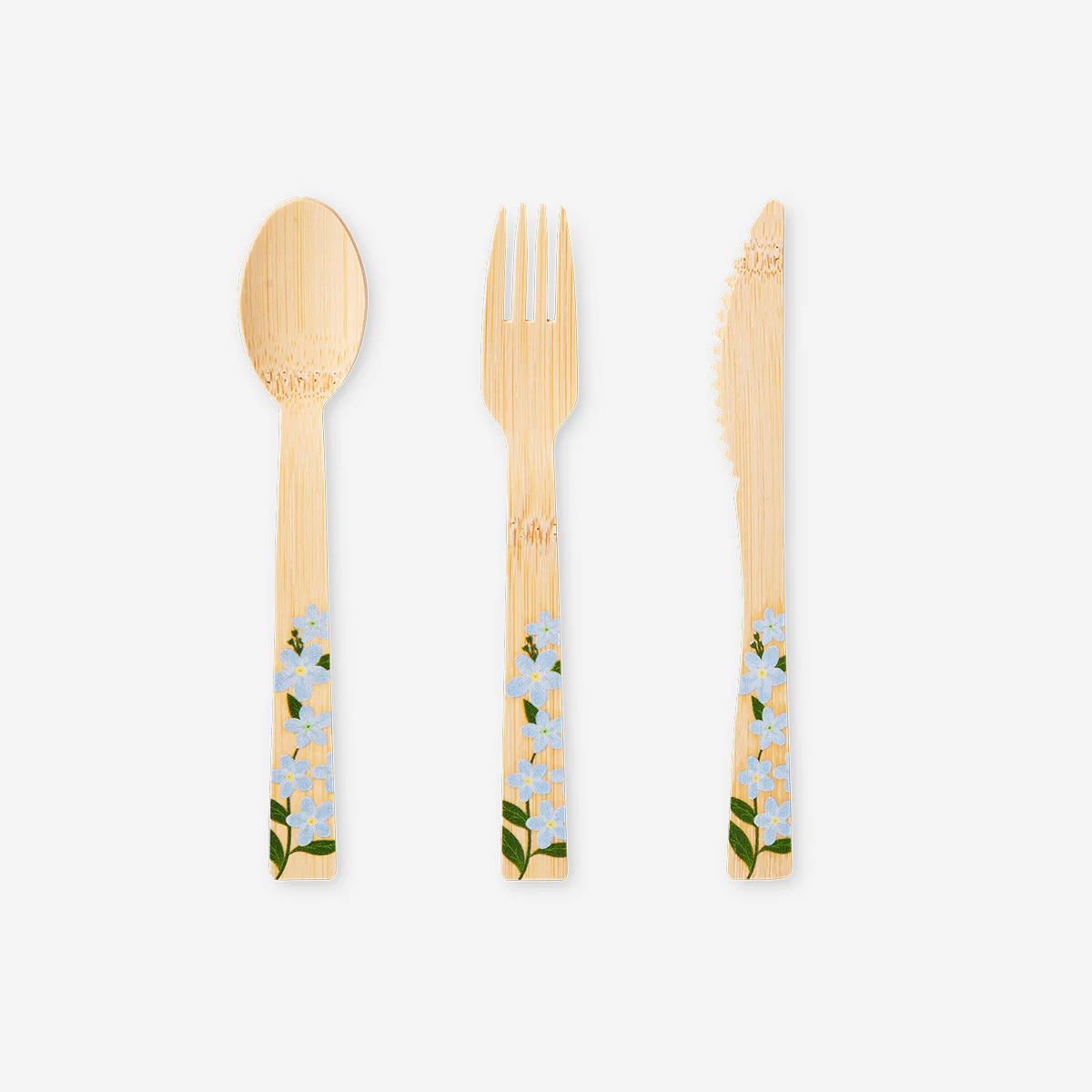 Bamboo cutlery with flowers - For 4 persons