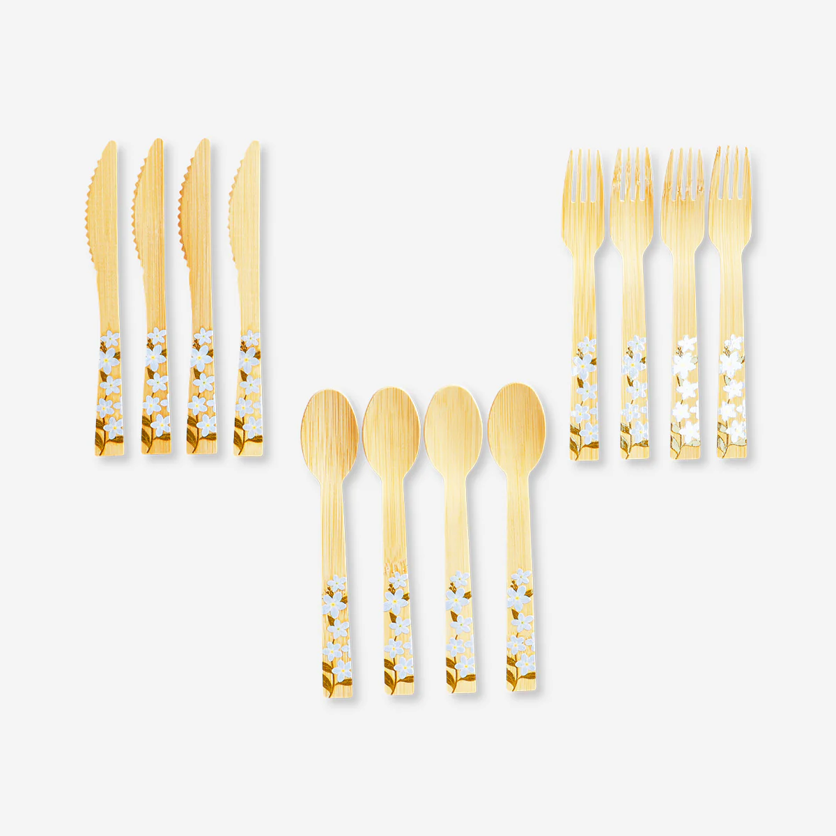 Bamboo cutlery with flowers - For 4 persons - Image 2