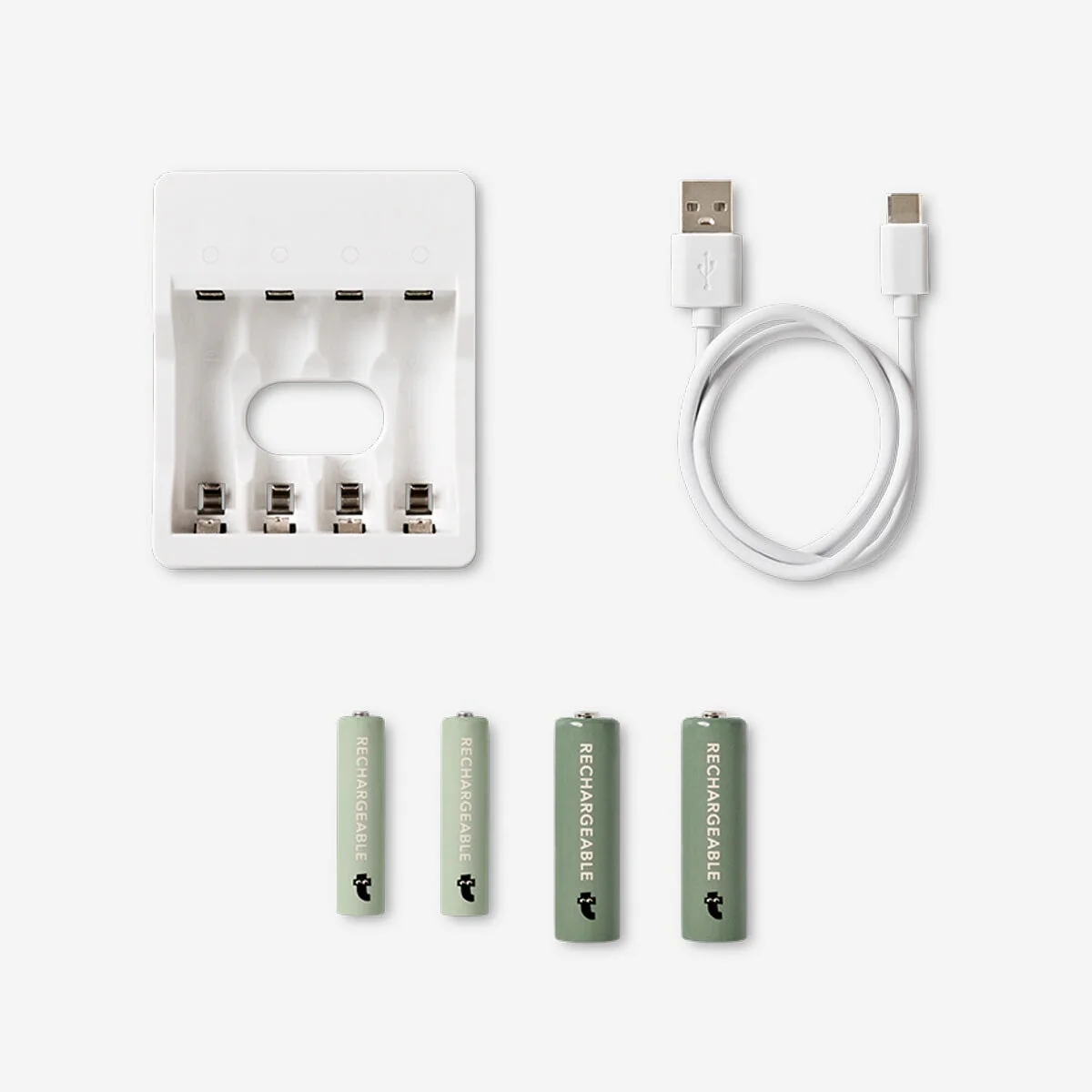 Battery charger. With rechargeable batteries