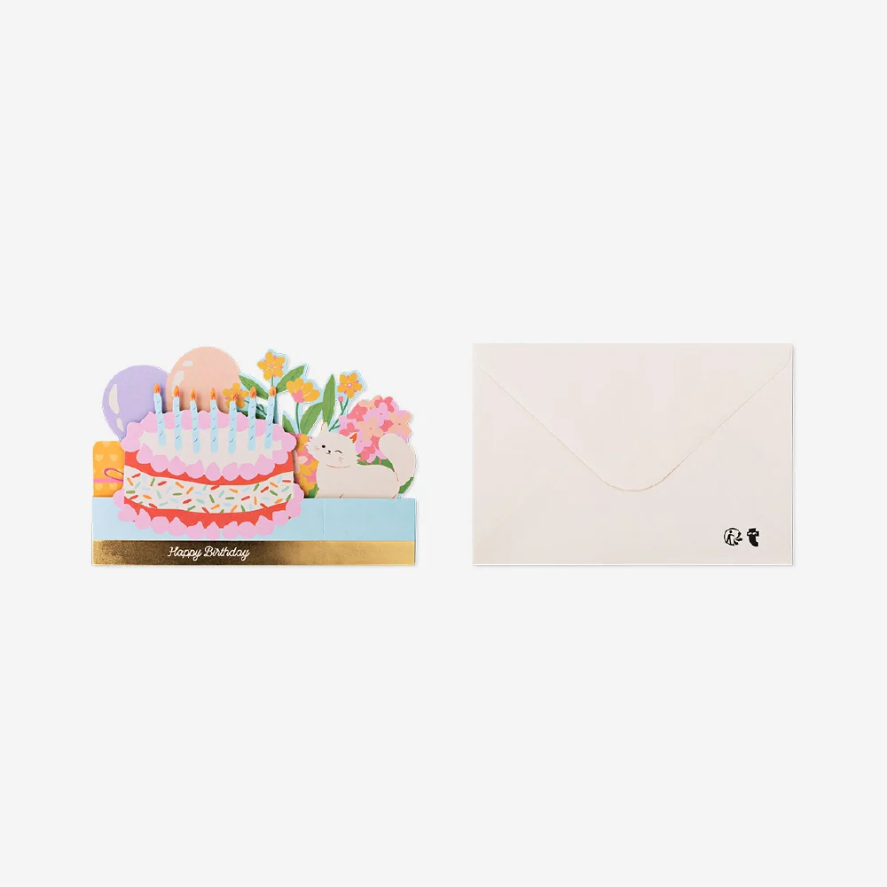Birthday card - Cake, balloons, and flowers - Image 2