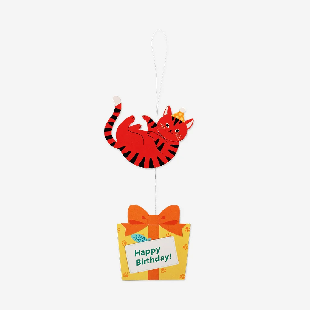 Birthday card - Cat with present