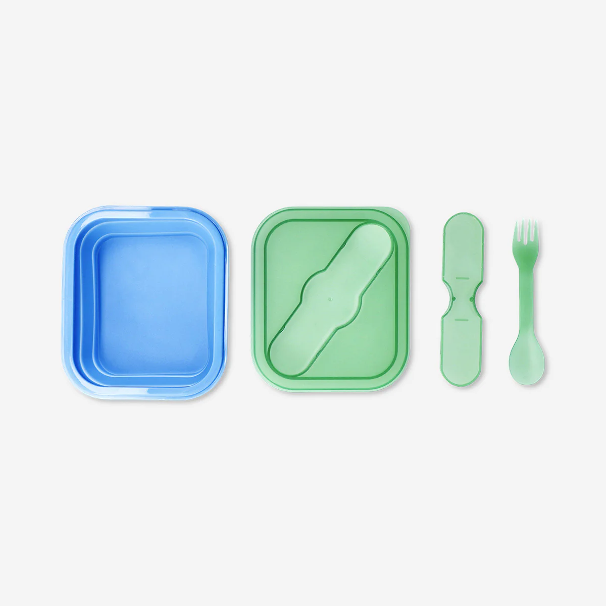 Blue collapsible lunchbox with spork - 600 ml - Image 2