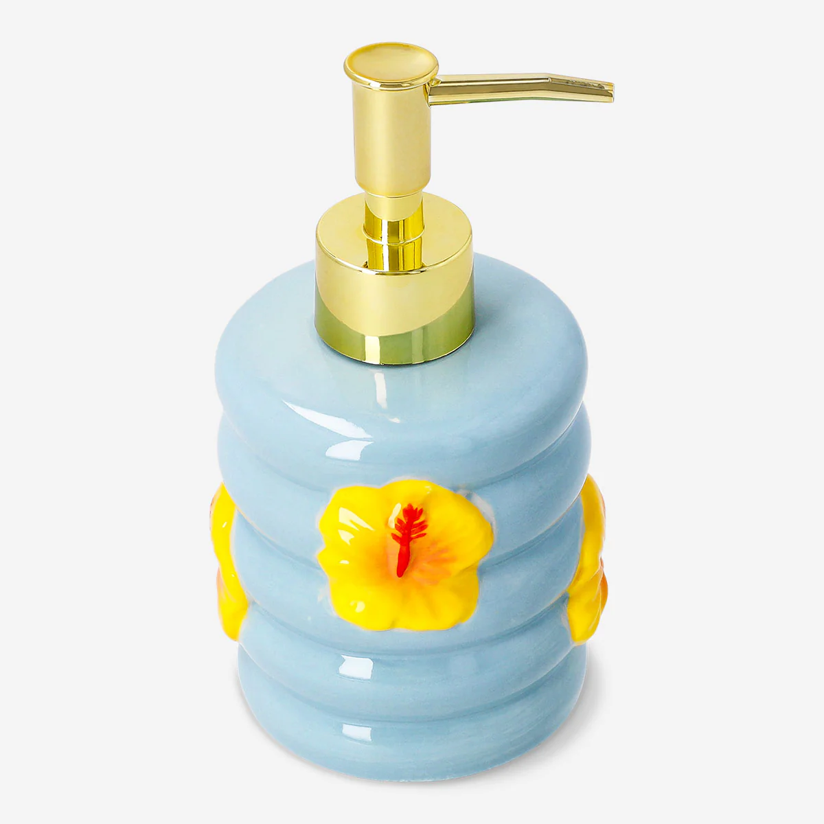 Ceramic soap dispenser - Hibiscus flower print - Image 2