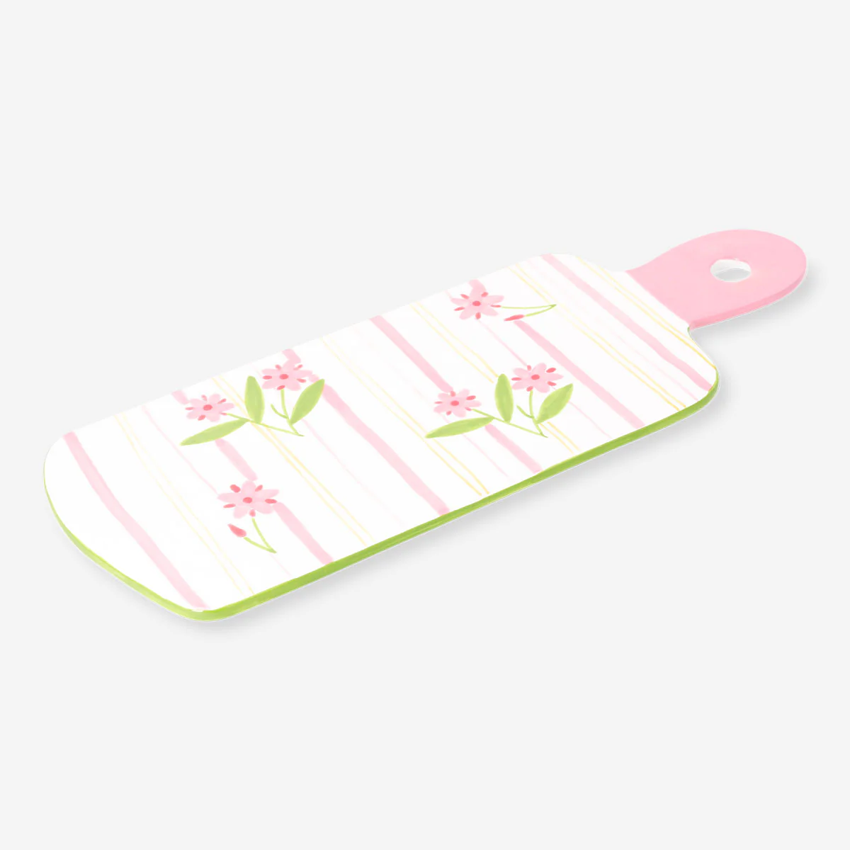 Ceramic tapas tray with hand-painted stripes and flower design - 35 cm - Image 2