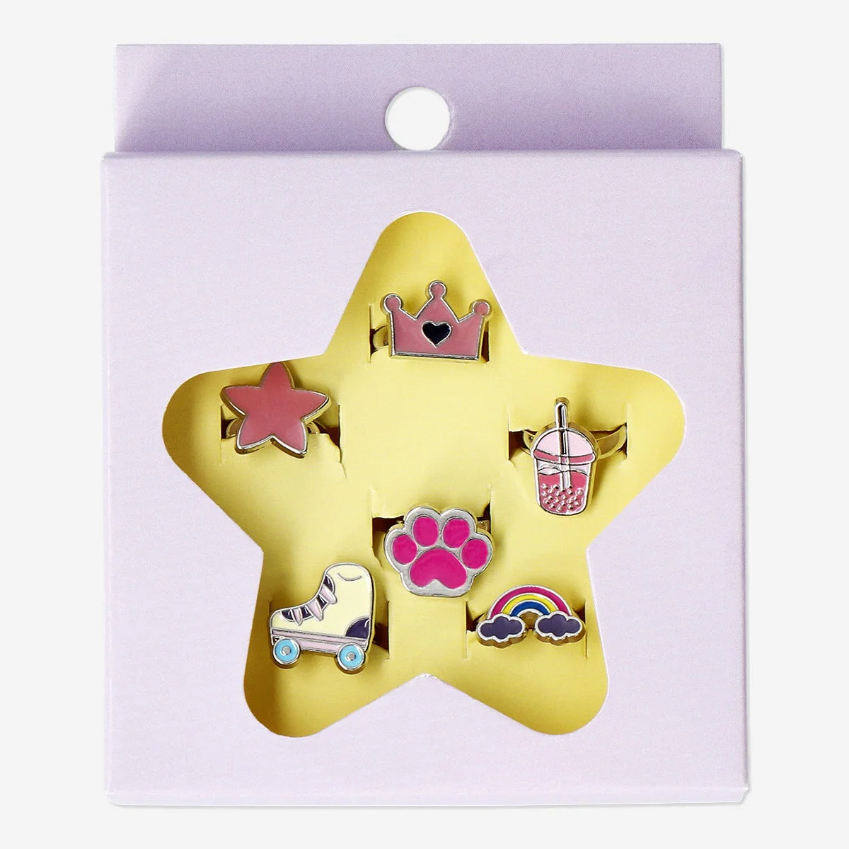 Children's adjustable rings with icons - 6 pcs