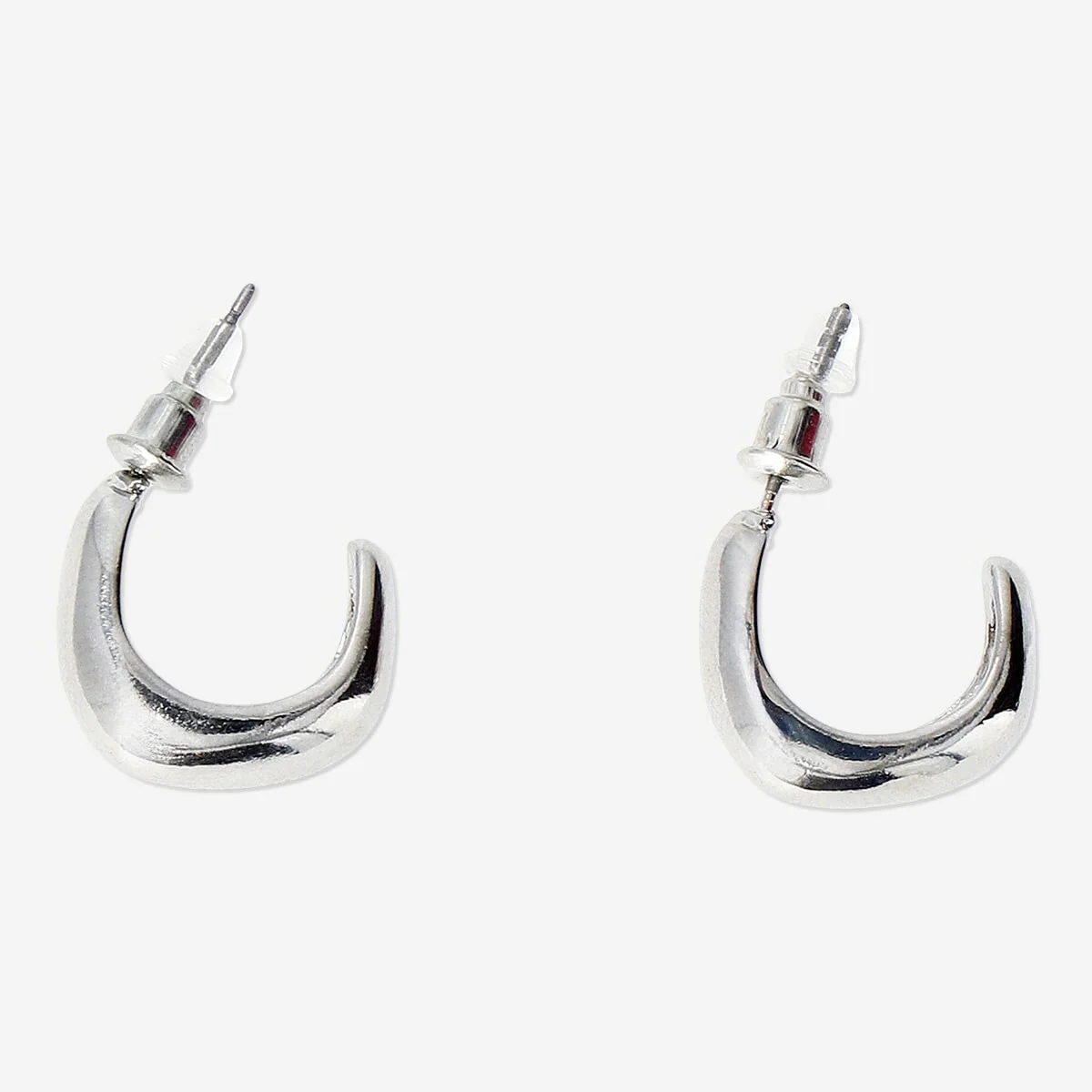 Chunky silver hoop earrings - 2 pcs
