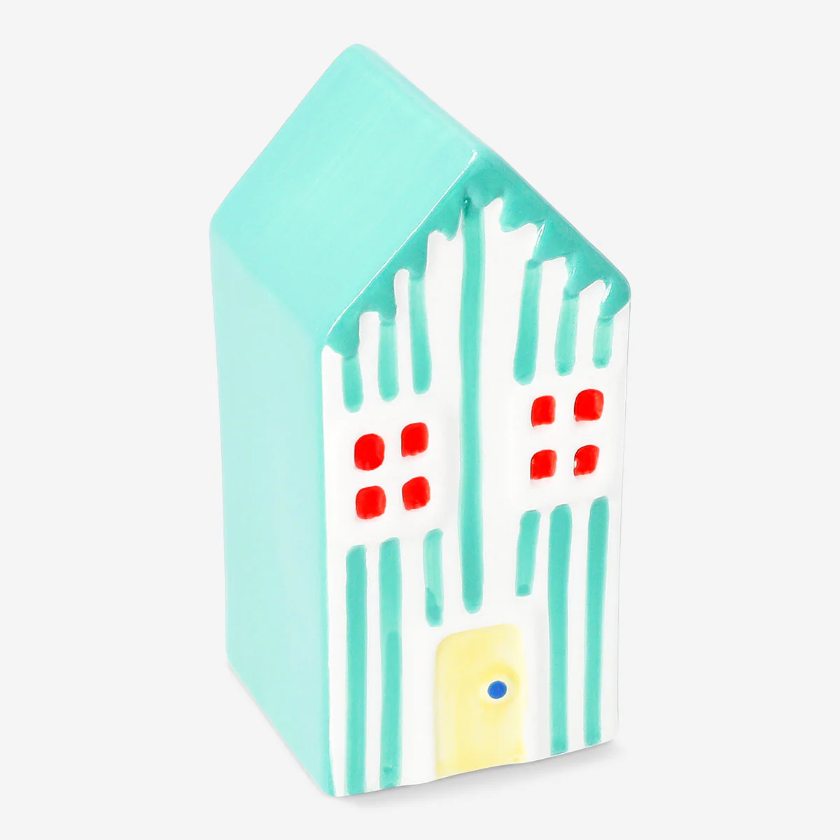 Decorative green striped beach house - 13 cm - Image 2