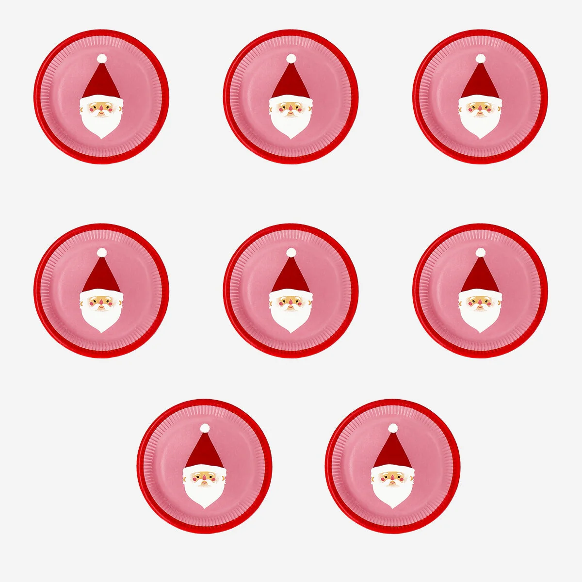 Disposable paper plates with santa - 8 pcs - Image 2