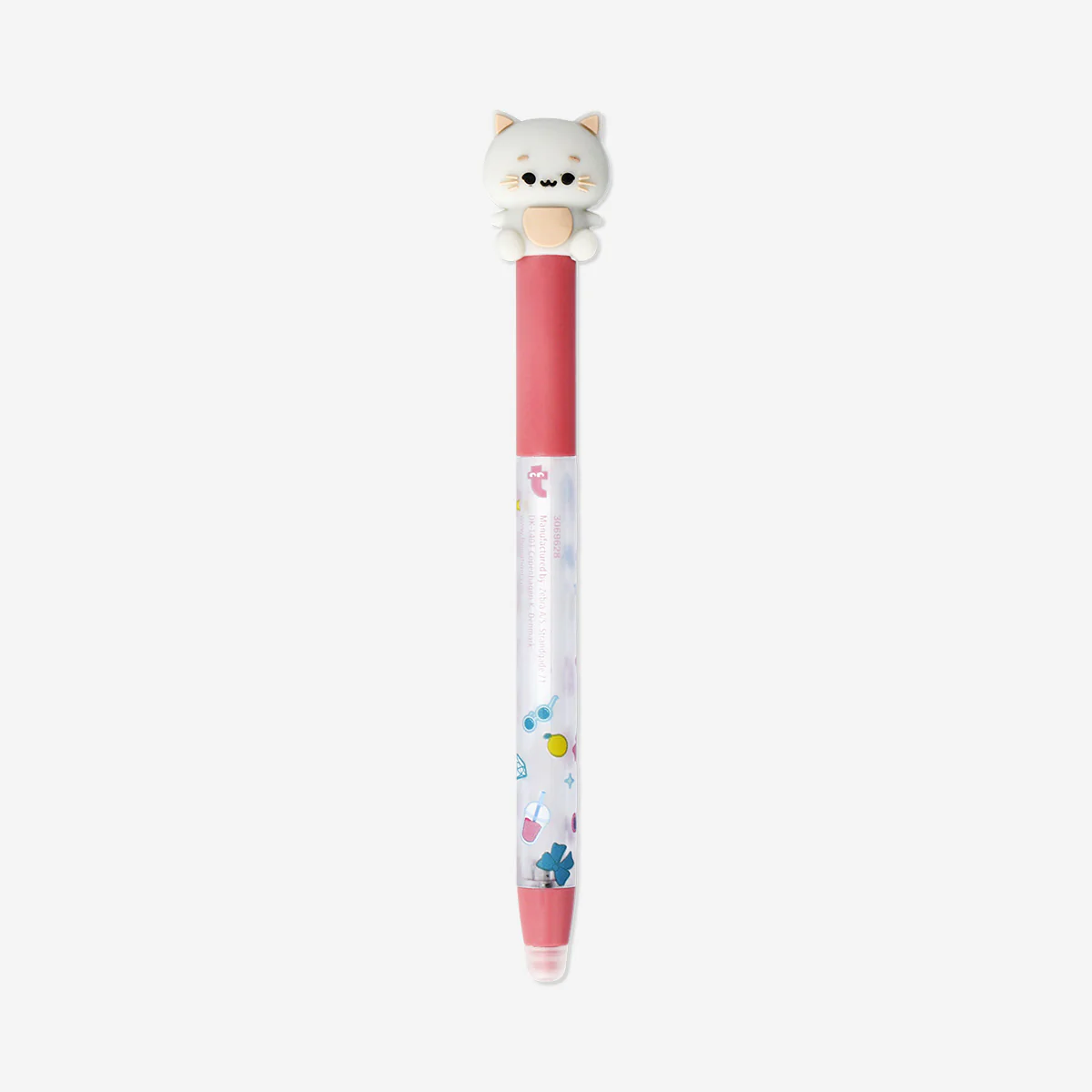 Erasable ballpoint pen with cat topper