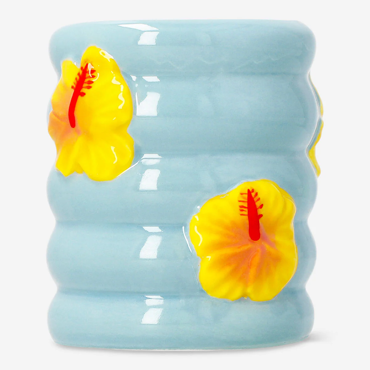Ceramic tooth mug - Hibiscus flower print