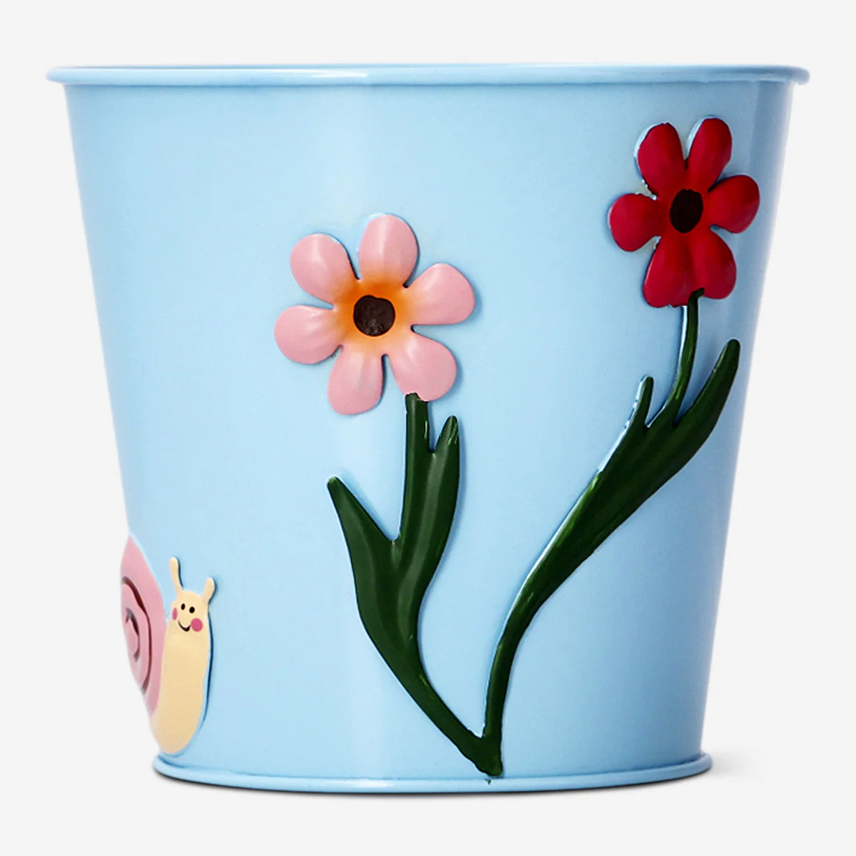 Floral metal plant pot with snail - 11 cm - Image 2
