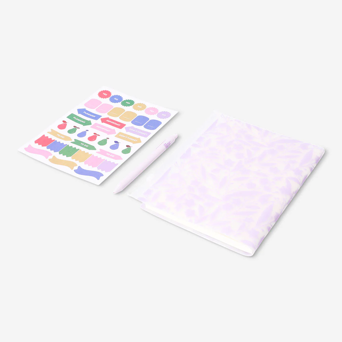 Floral notebook with ballpoint pen and stickers - Image 3