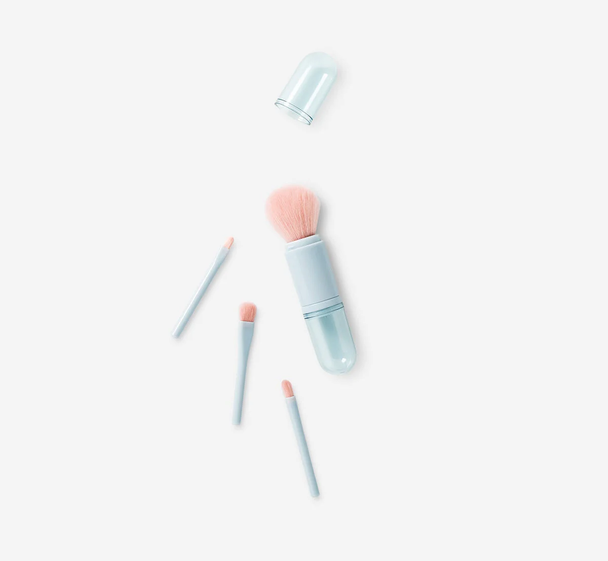 Four-piece multi-coloured travel make-up brushes - Image 2