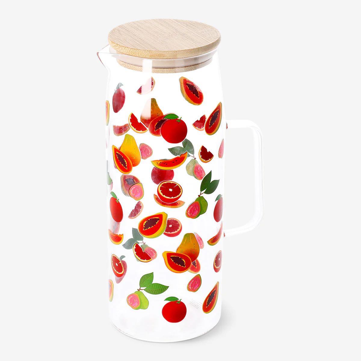 Glass jug with bamboo lid and fruit print - 1.15 L - Image 2