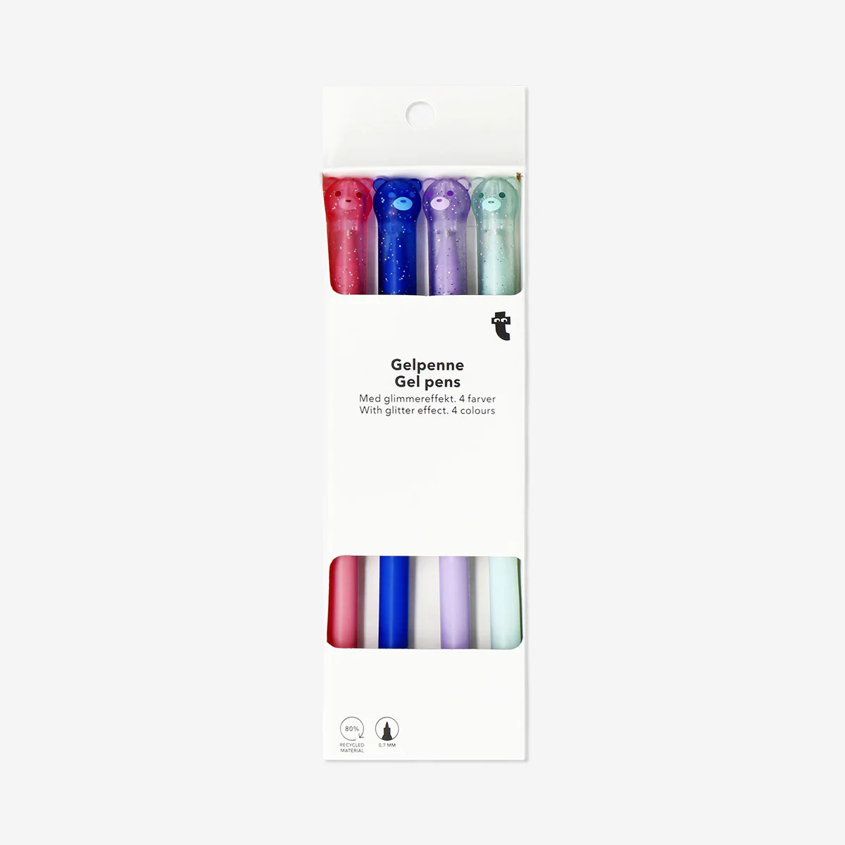 Glitter gel pens with bear topper - 4 pcs - Image 3