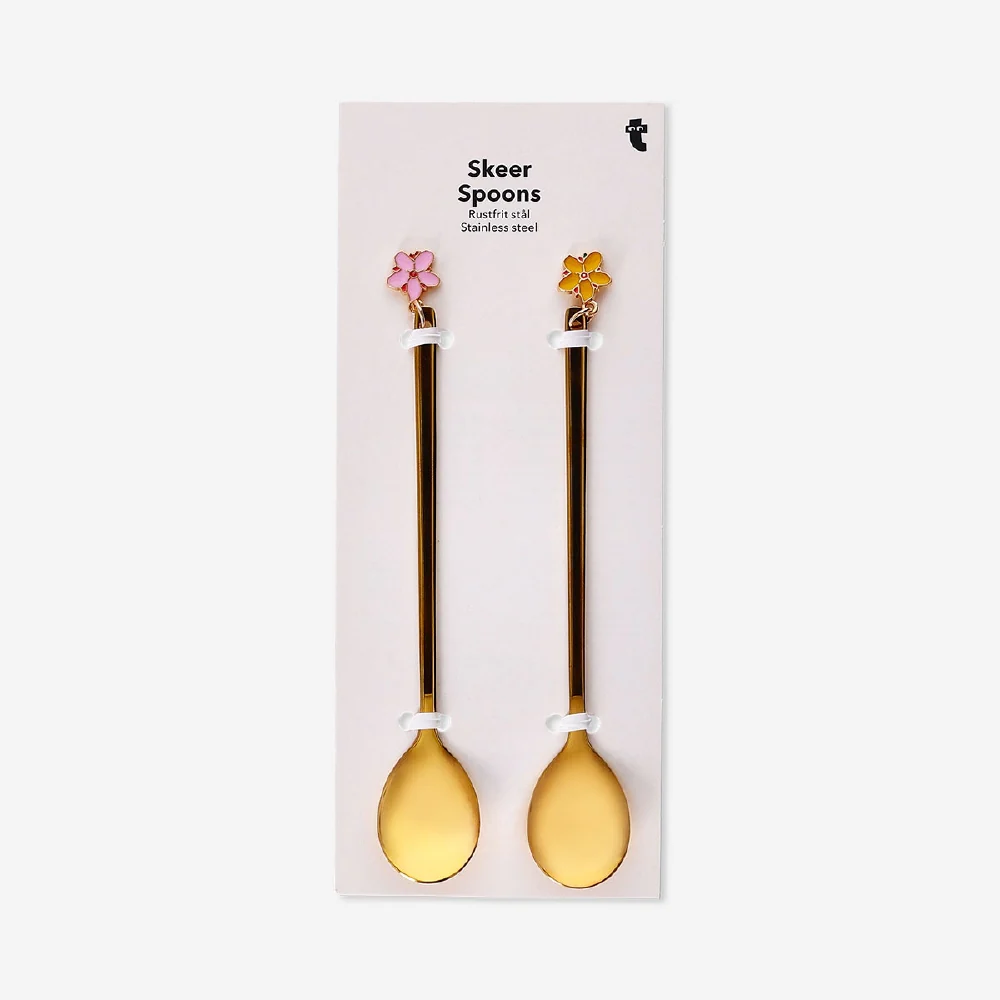 Gold dessert spoons with flower decorations - 2 pcs - Image 3