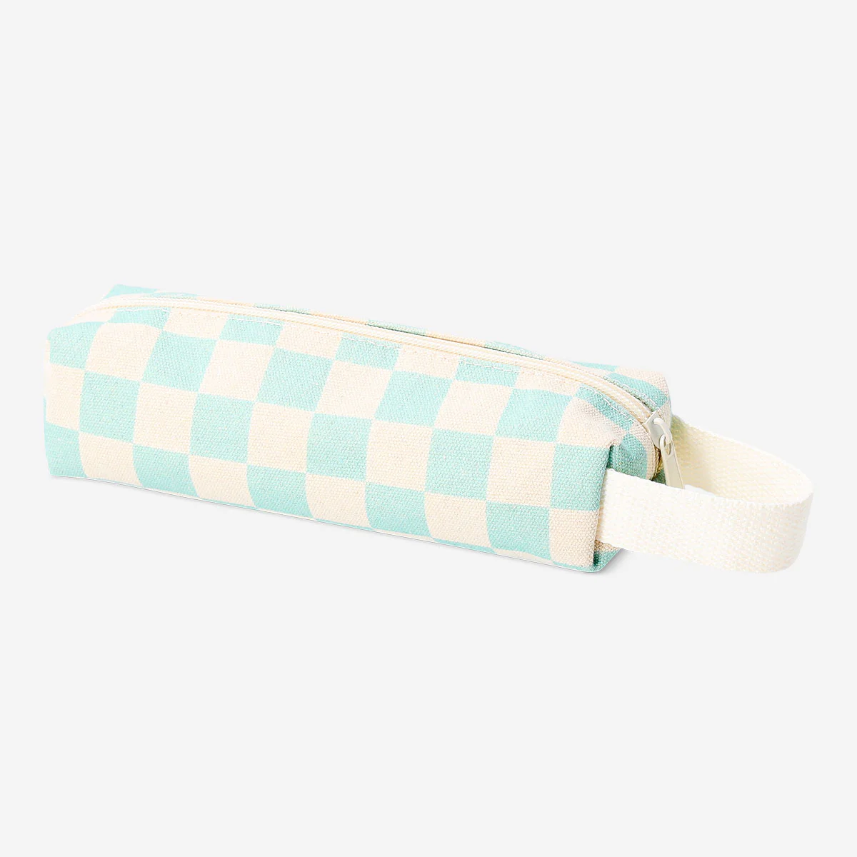 Green chequered pencil case - Image 2