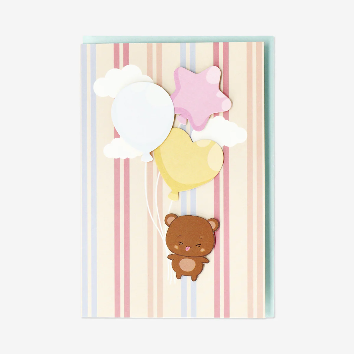 Greetings card - Bear with balloons
