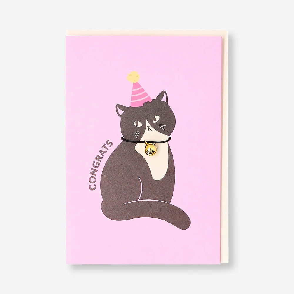 Greetings card - Congrats with festive cat