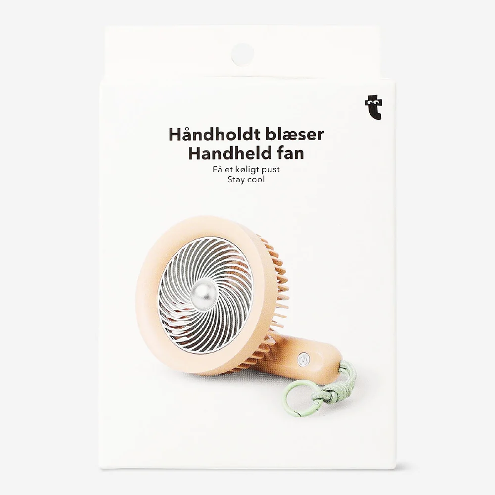 Handheld fan with strap - Beige and silver - Image 3