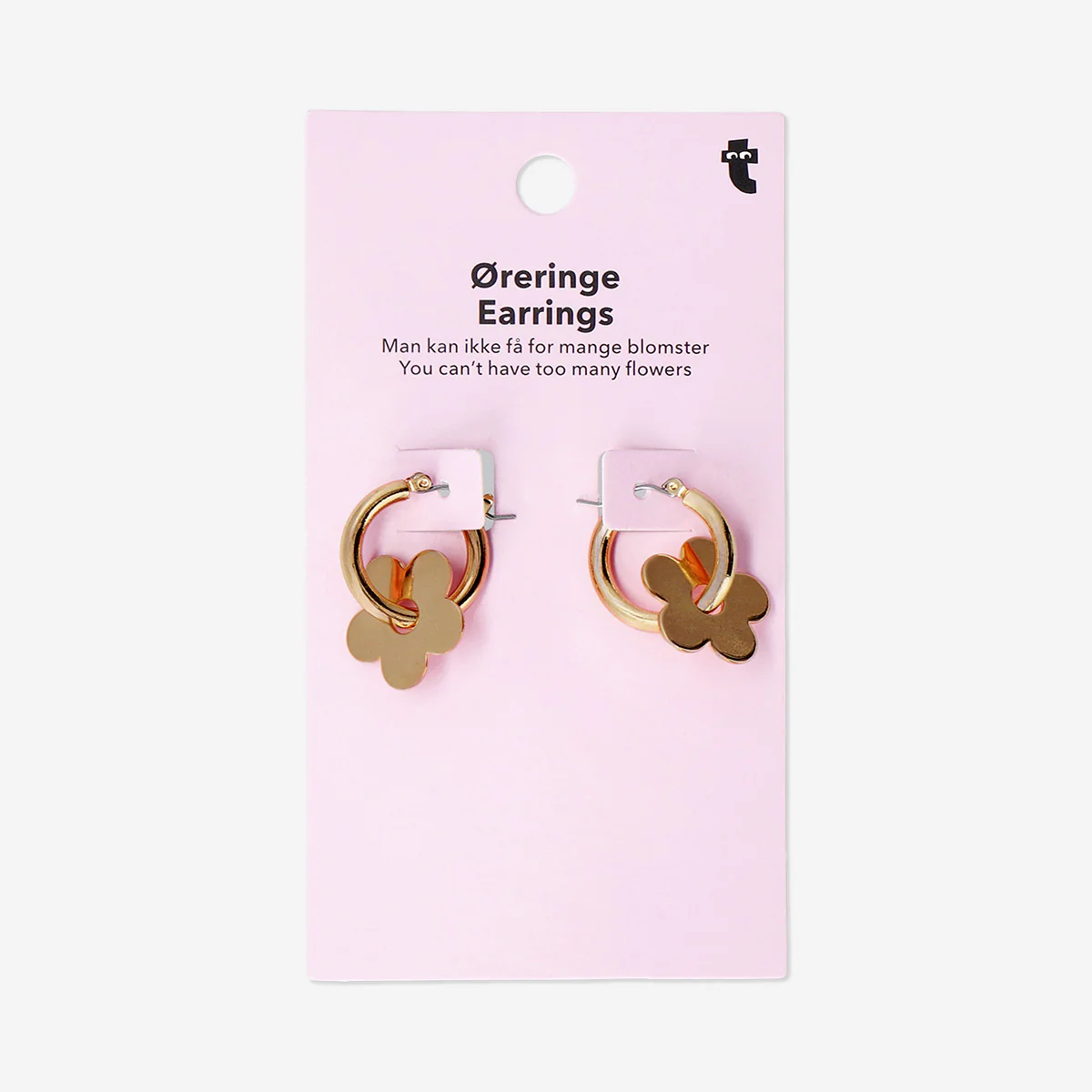 Hanging earrings - Gold flower hoops - Image 2
