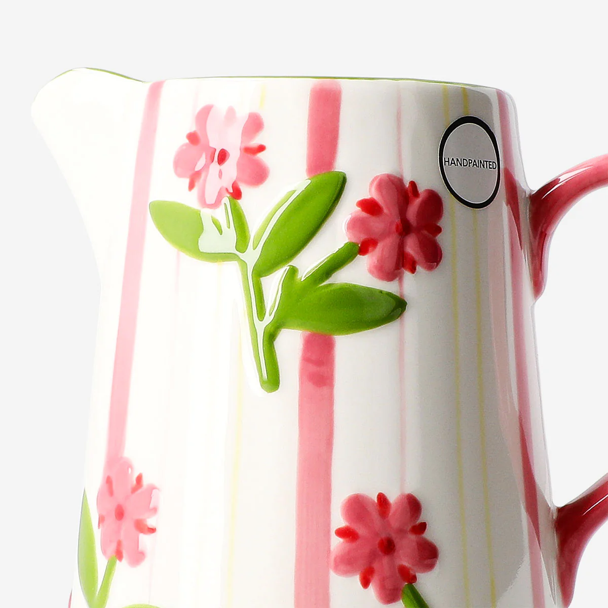 Jug with hand-painted stripes and flower design - 1 L - Image 4