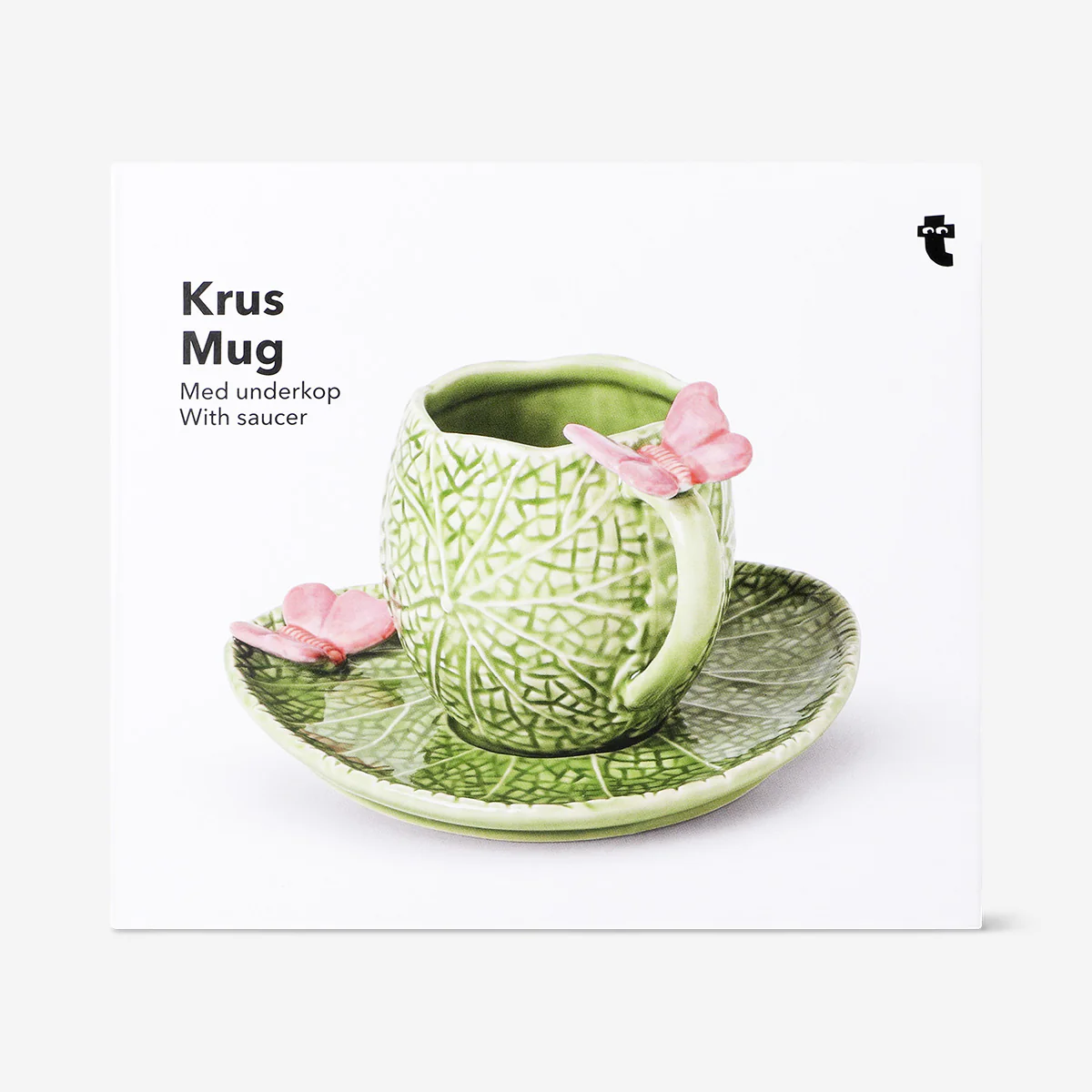 Green leaf mug with saucer and butterfly - 250 ml - Image 3