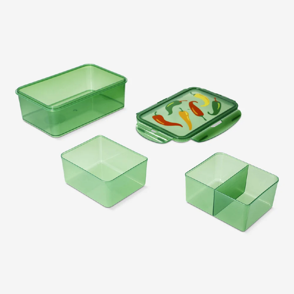 Green lunchbox with chilli print - Image 3