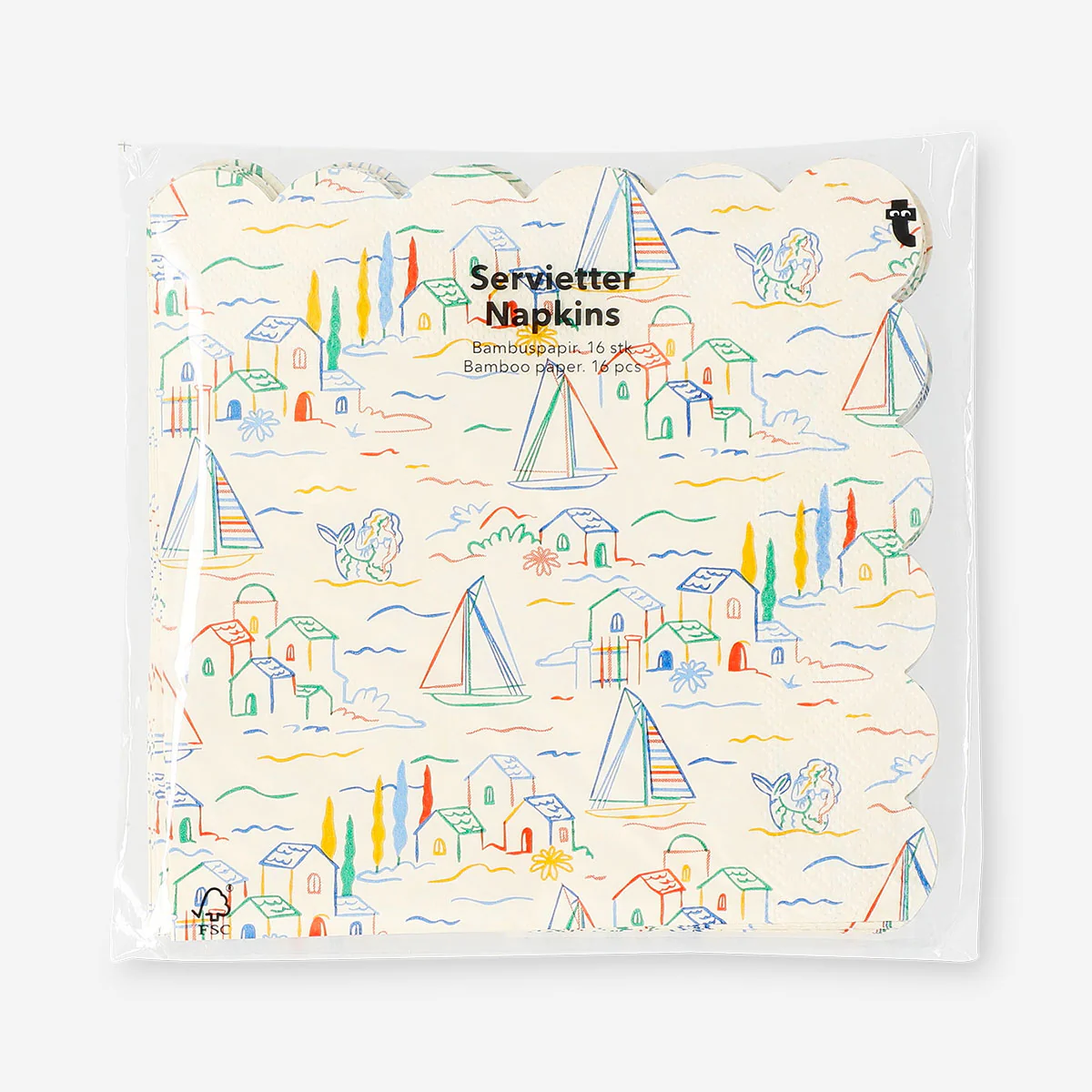 Napkins with scalloped edge and summerhouse print - 16 pcs - Image 2