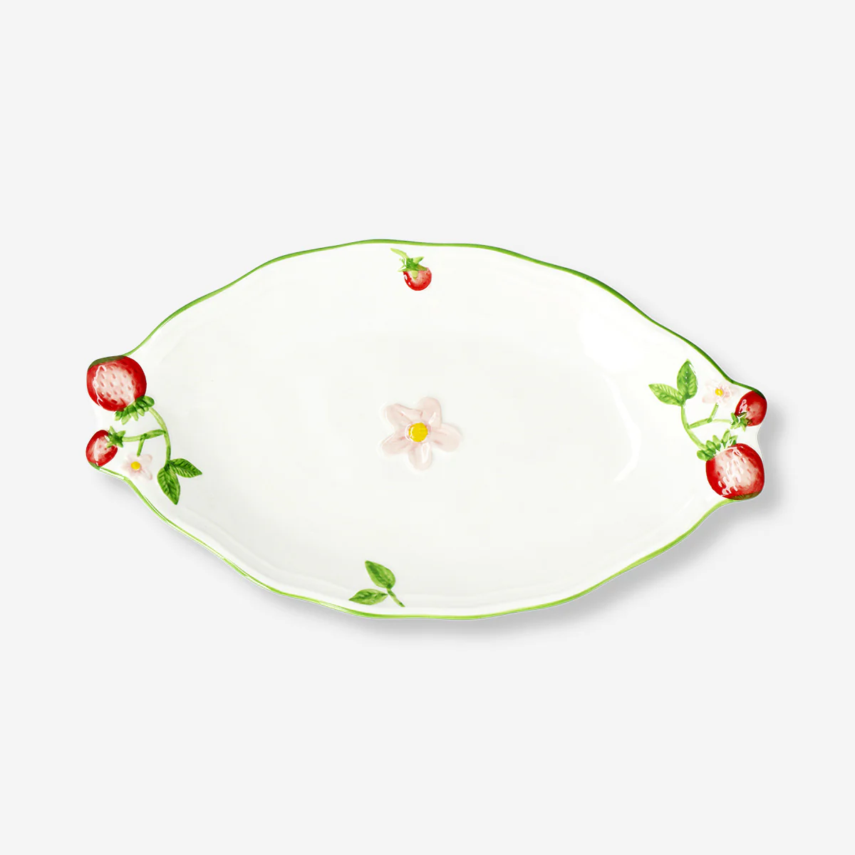 Oval plate with embossed strawberries - 34 cm - Image 2