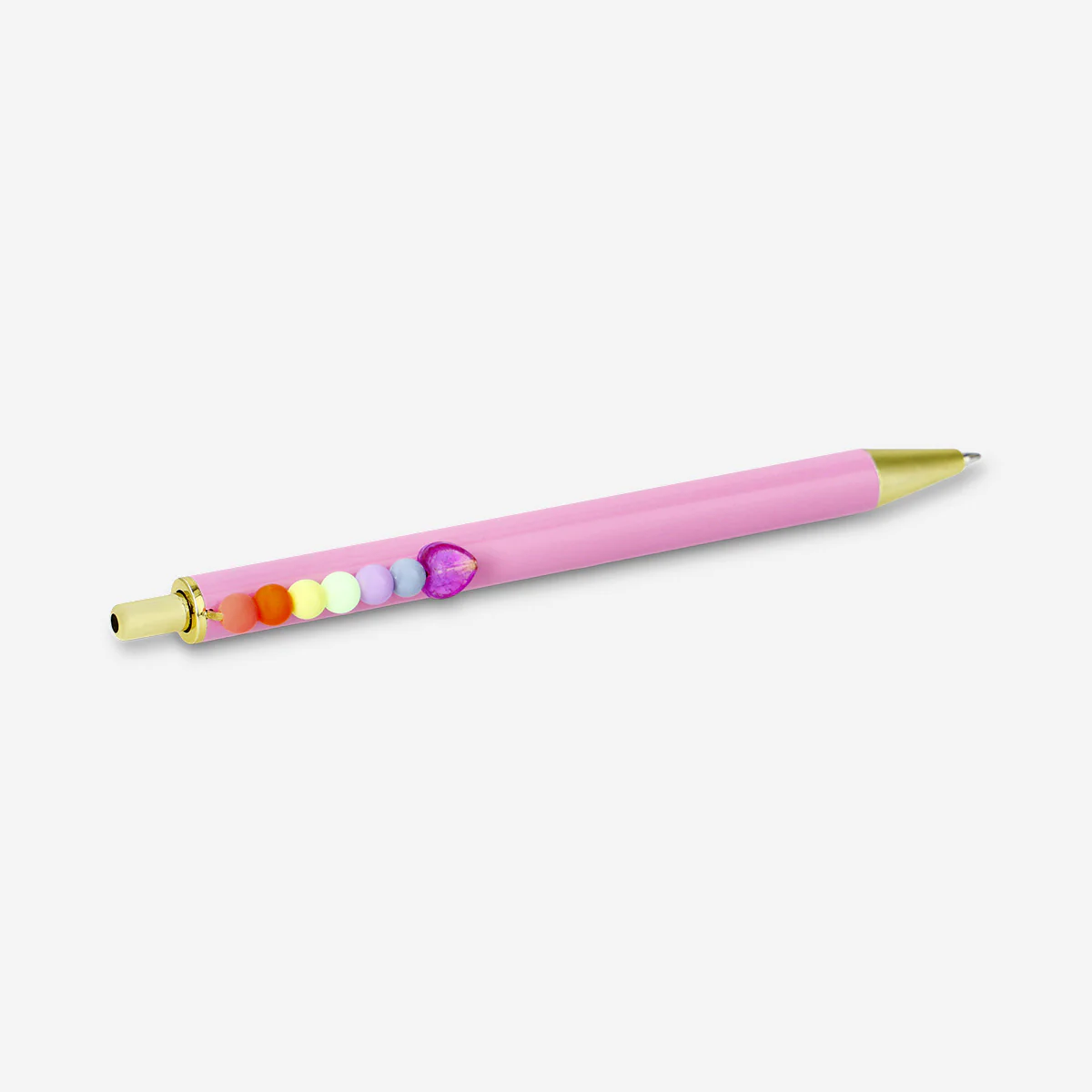 Pink ballpoint pen with beads - Image 2