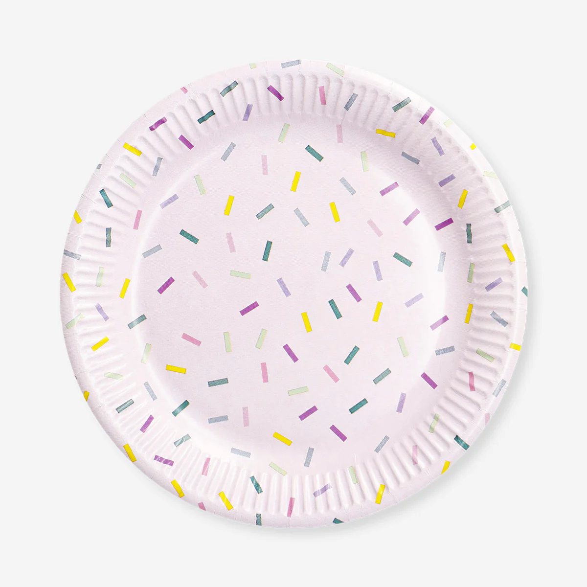 Pink confetti paper plates - 8 pcs - Image 2