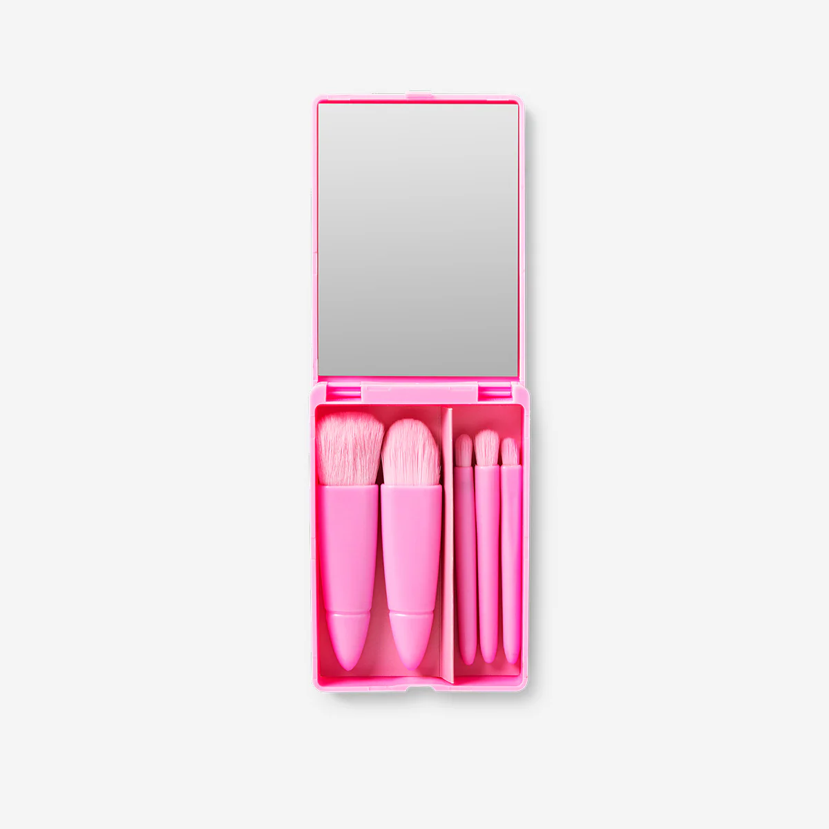 Pink makeup brushes in box - 5 pcs - Image 3