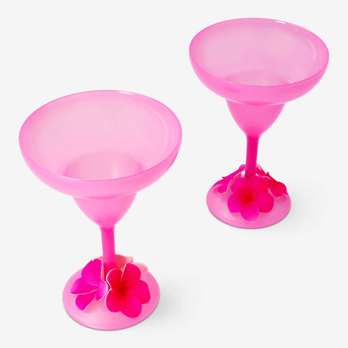 Pink margarita glasses with flower decoration - 2 pcs