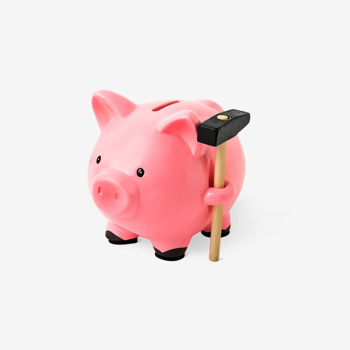 Pink piggy bank with hammer - Image 2