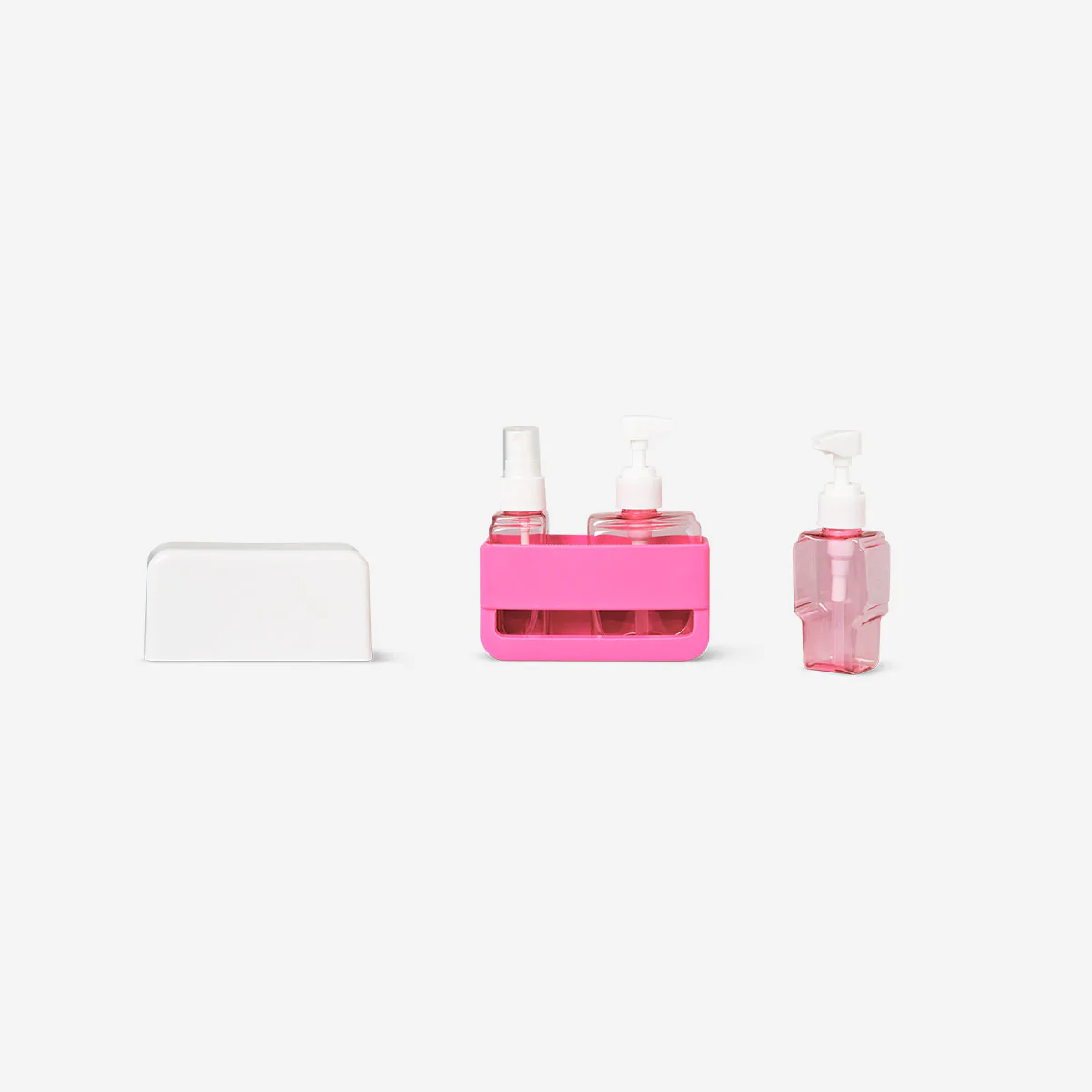 Pink travel set with case and suction cups - 3 pcs - Image 3