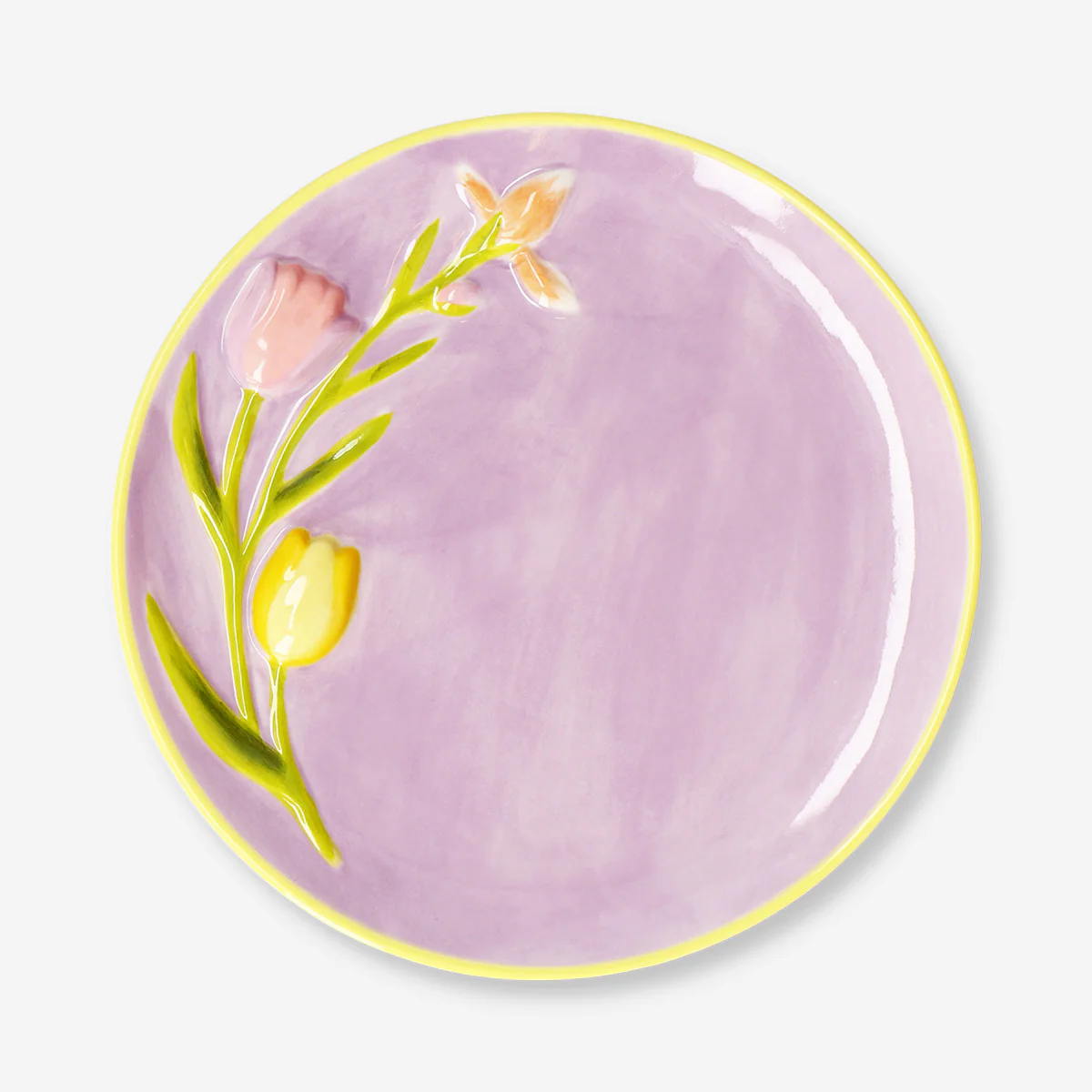 Plate with embossed flowers and bee - 20 cm