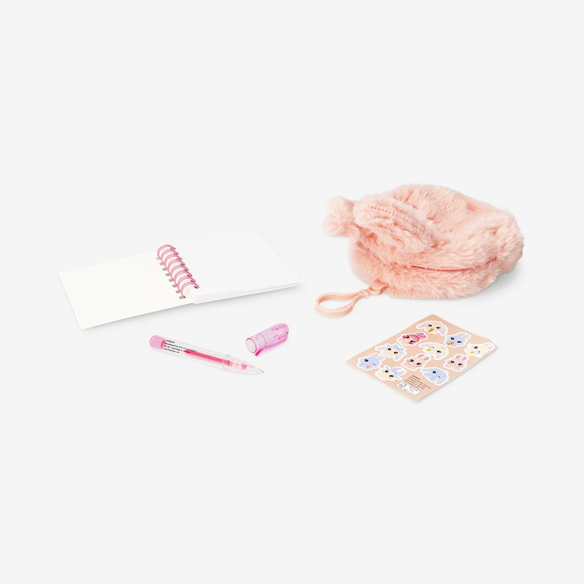 Pink plush bunny stationery kit - Image 2