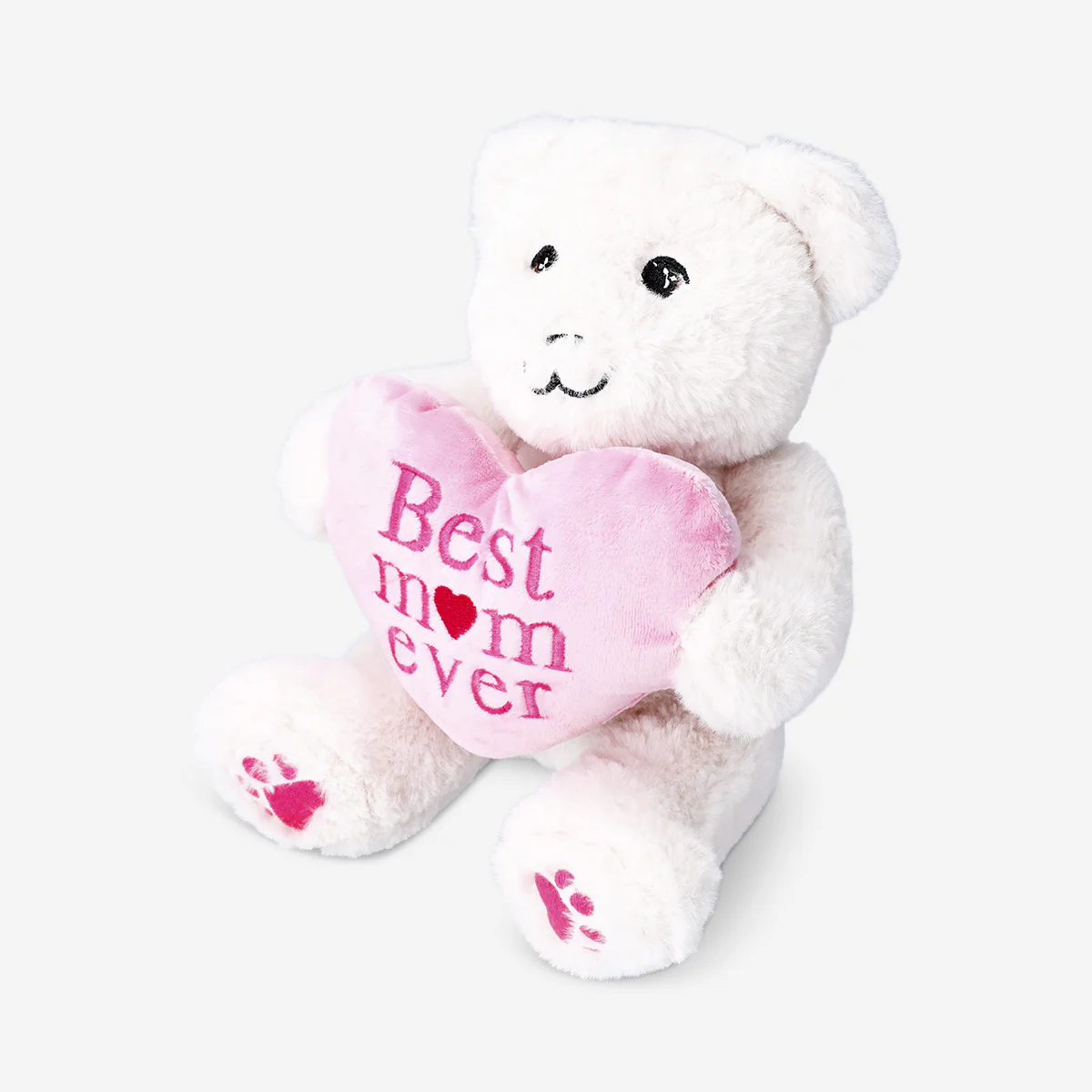 Plush toy - White teddy bear with pink heart for mom - Image 2