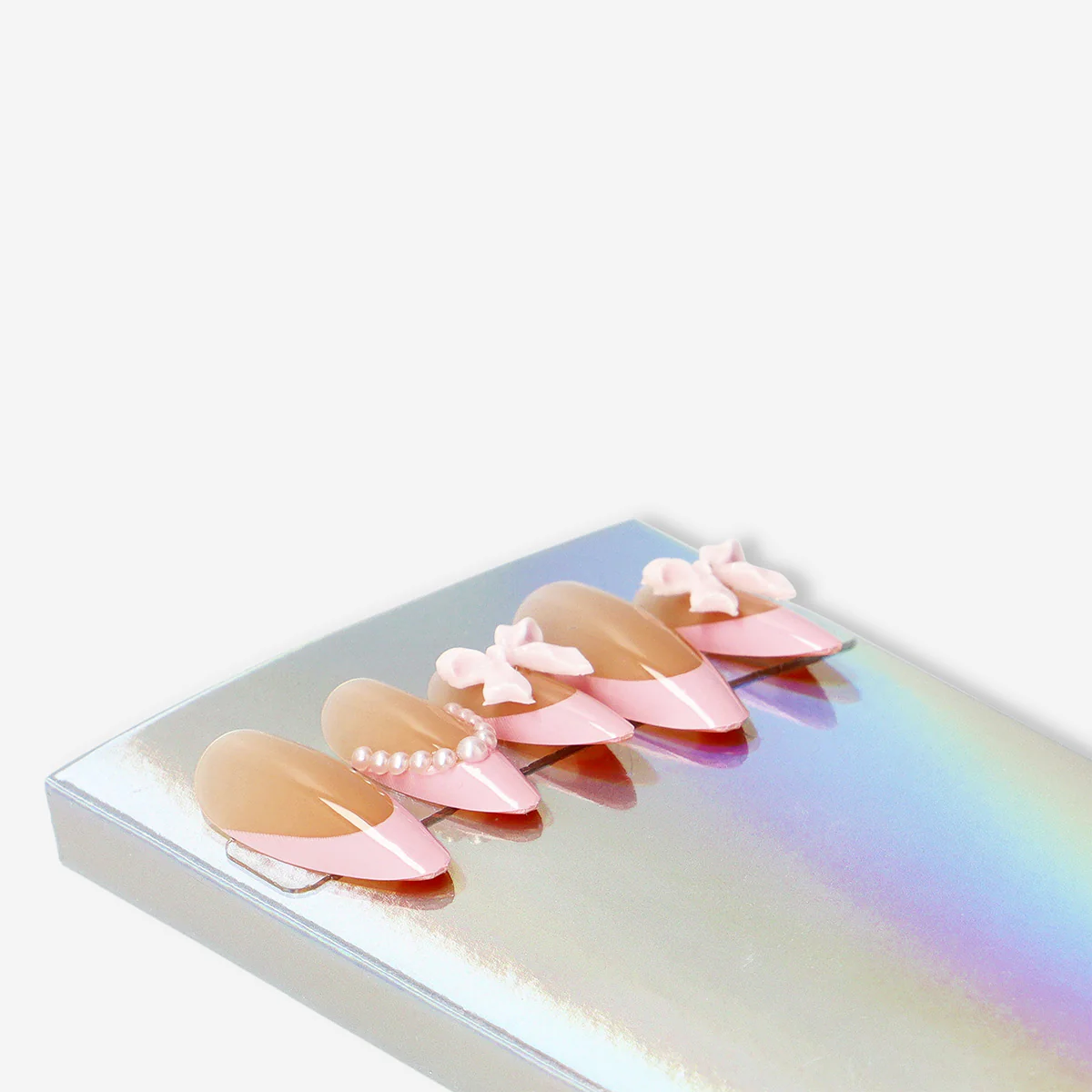 Press on nails - 3D pearls and bows - Image 3