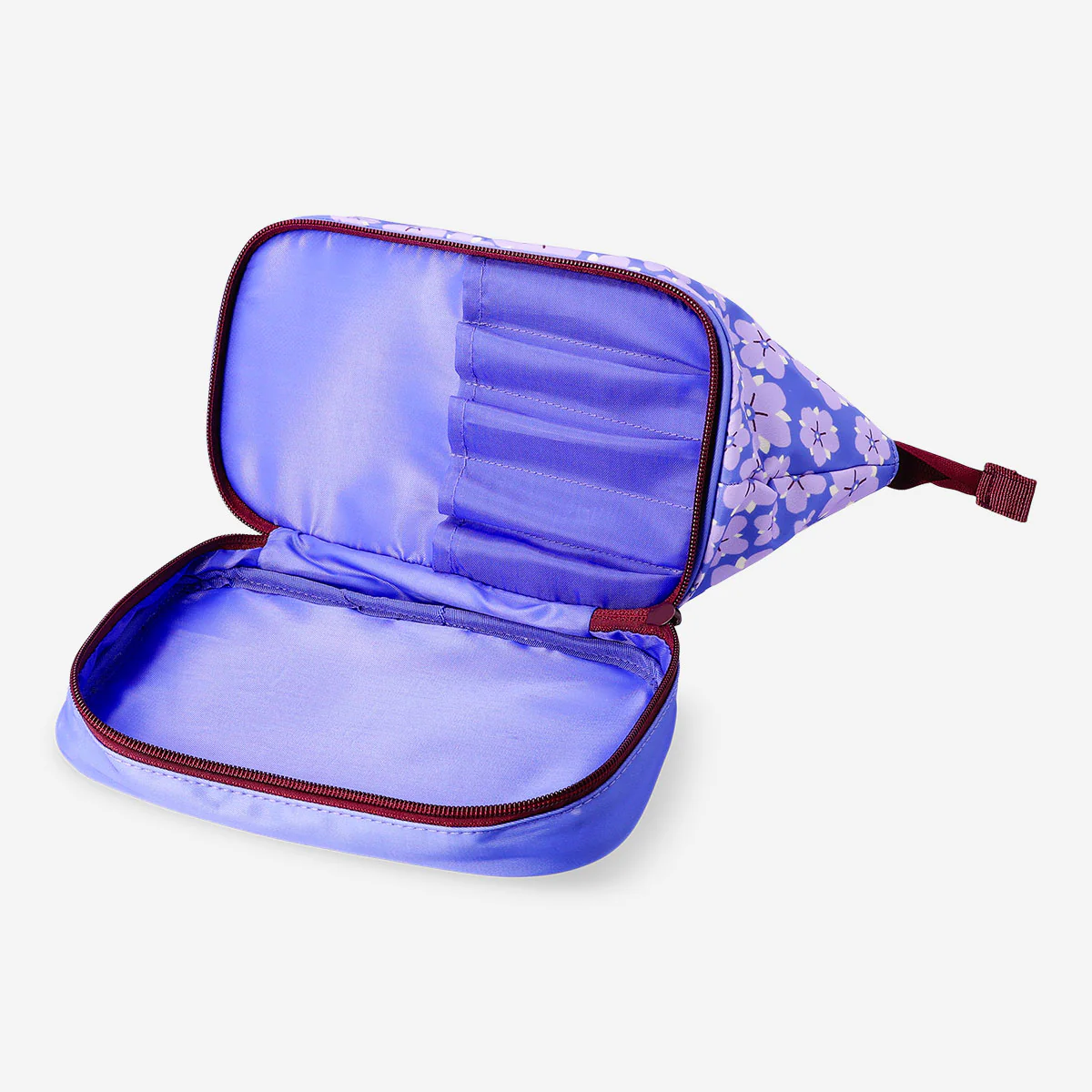 Purple floral toiletry bag with two compartments - Image 2