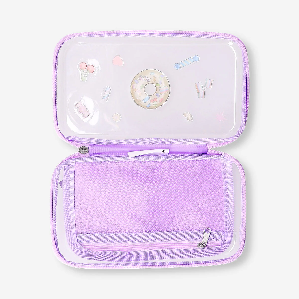 Purple hardcase pencil case with candy icons - Image 2