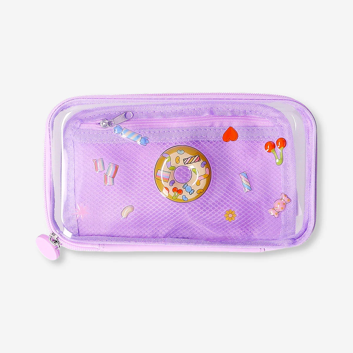 Purple hardcase pencil case with candy icons - Image 3